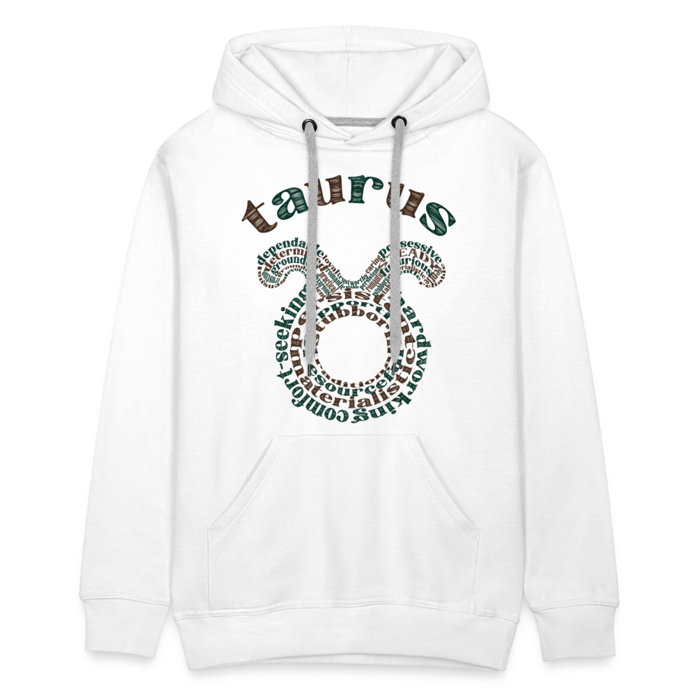 Men's Power Words Taurus Premium Hoodie - white