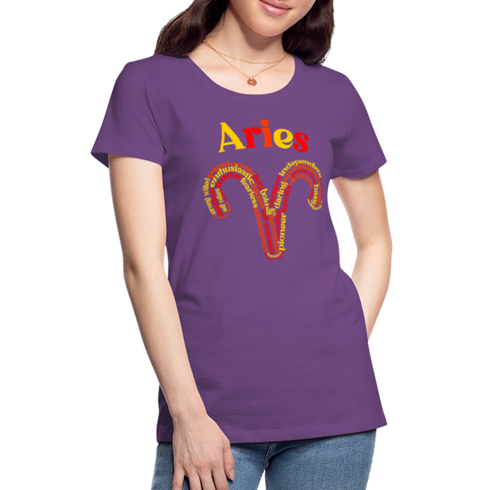 Women's Power Words Aries Premium T-Shirt - purple