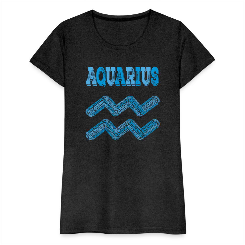 Women's Power Words Aquarius Premium T-Shirt - charcoal grey