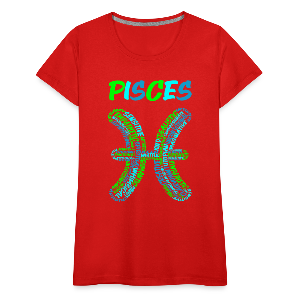 Women's Power Words Pisces Premium T-Shirt - red