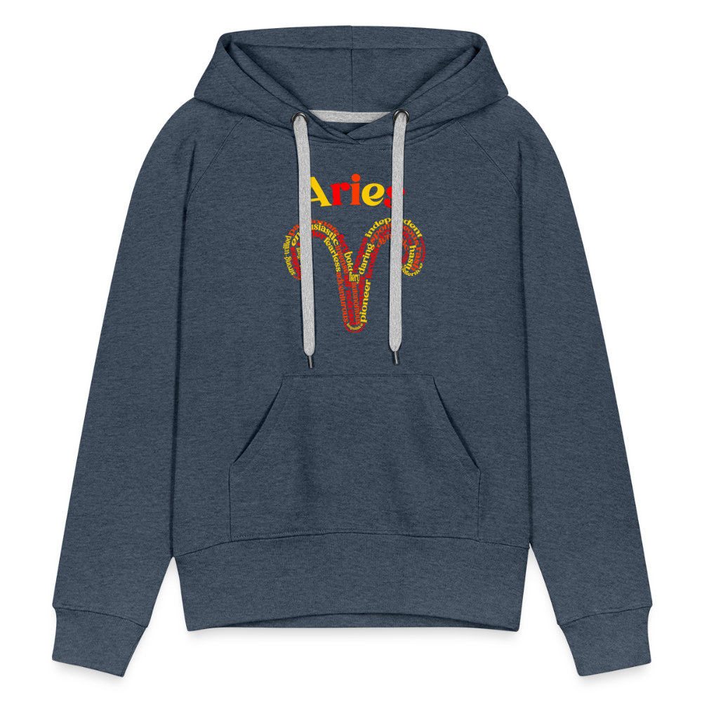 Women's Power Words Aries Premium Hoodie - heather denim