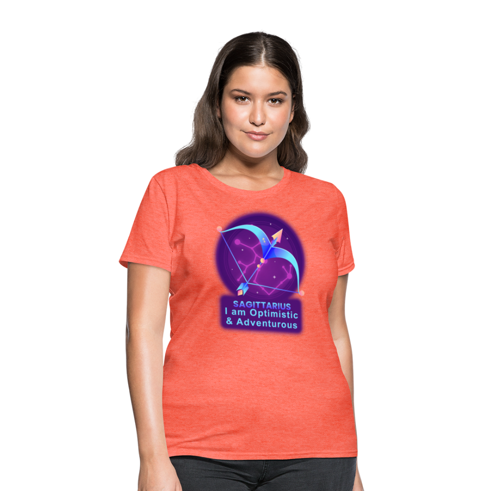 Women's Neon Sagittarius T-Shirt - heather coral