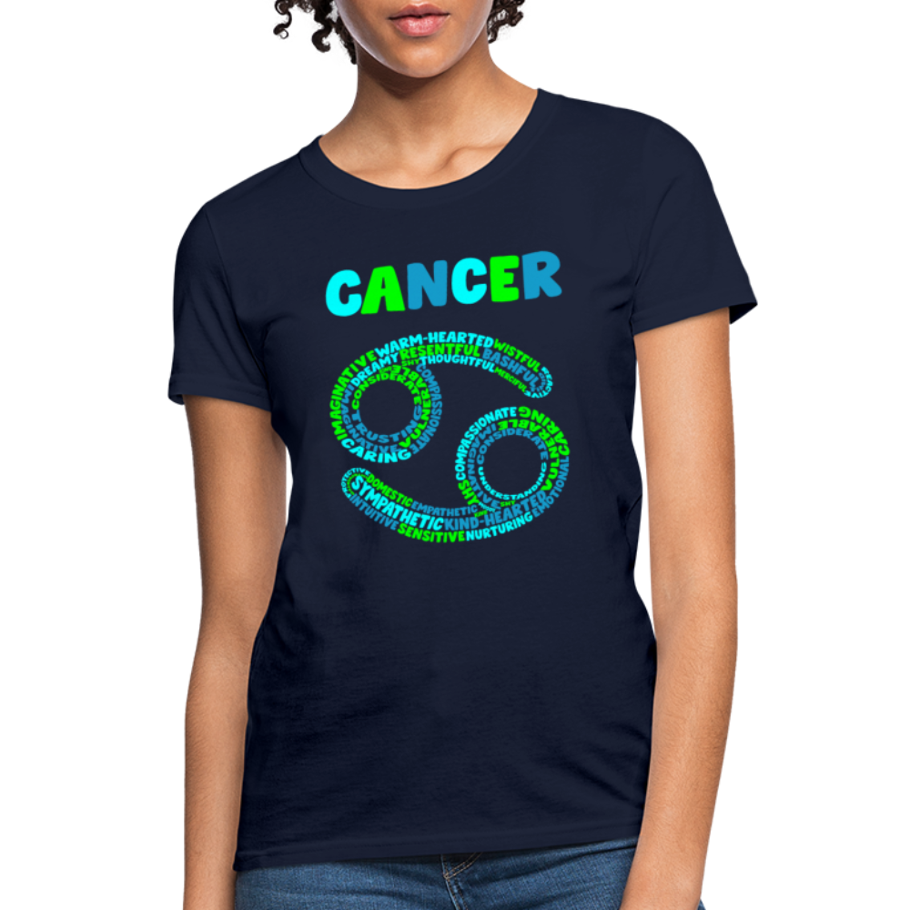 Women's Power Words Cancer T-Shirt - navy