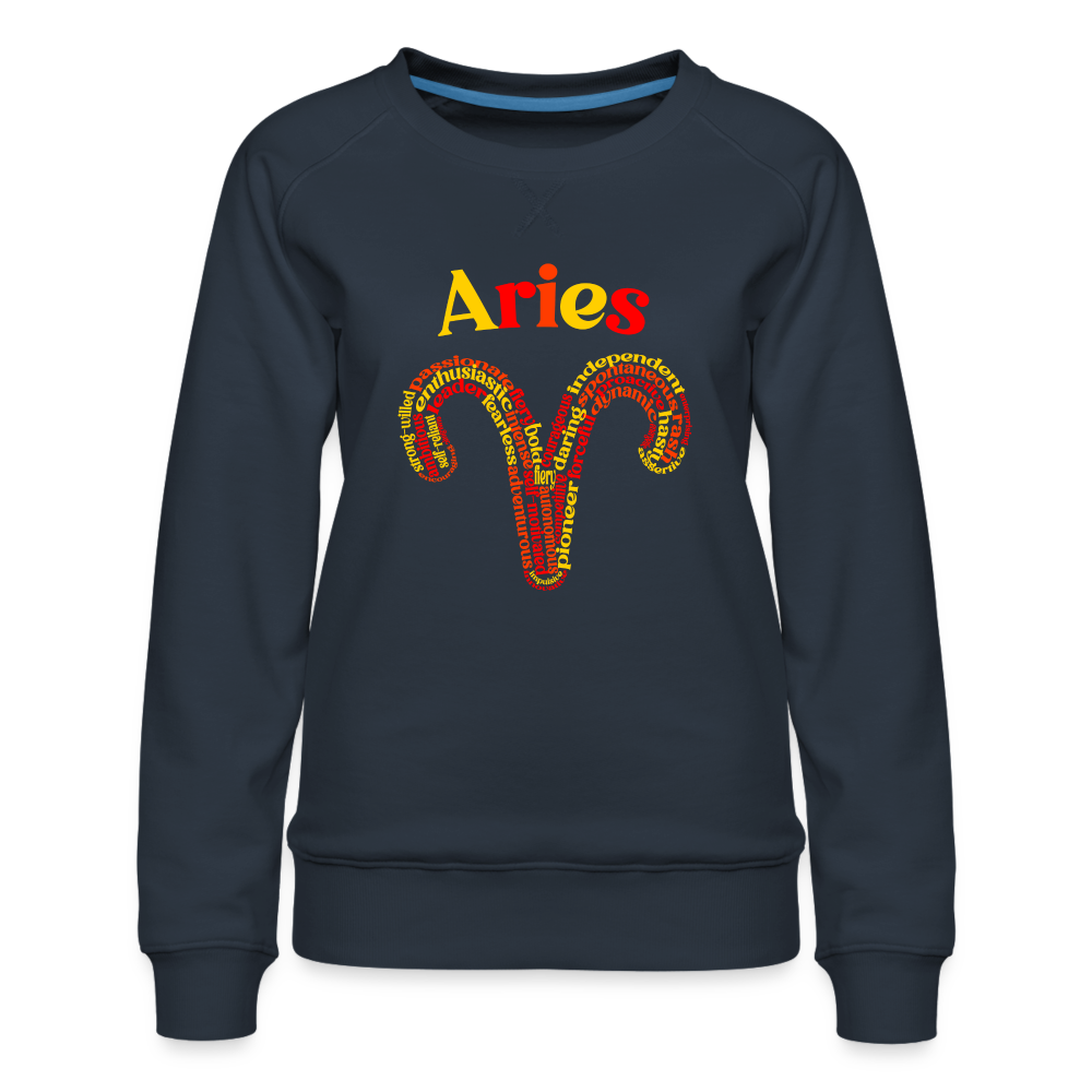 Women's Power Words Aries Premium Sweatshirt - navy