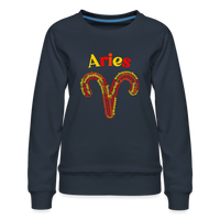 Thumbnail for Women's Power Words Aries Premium Sweatshirt - navy