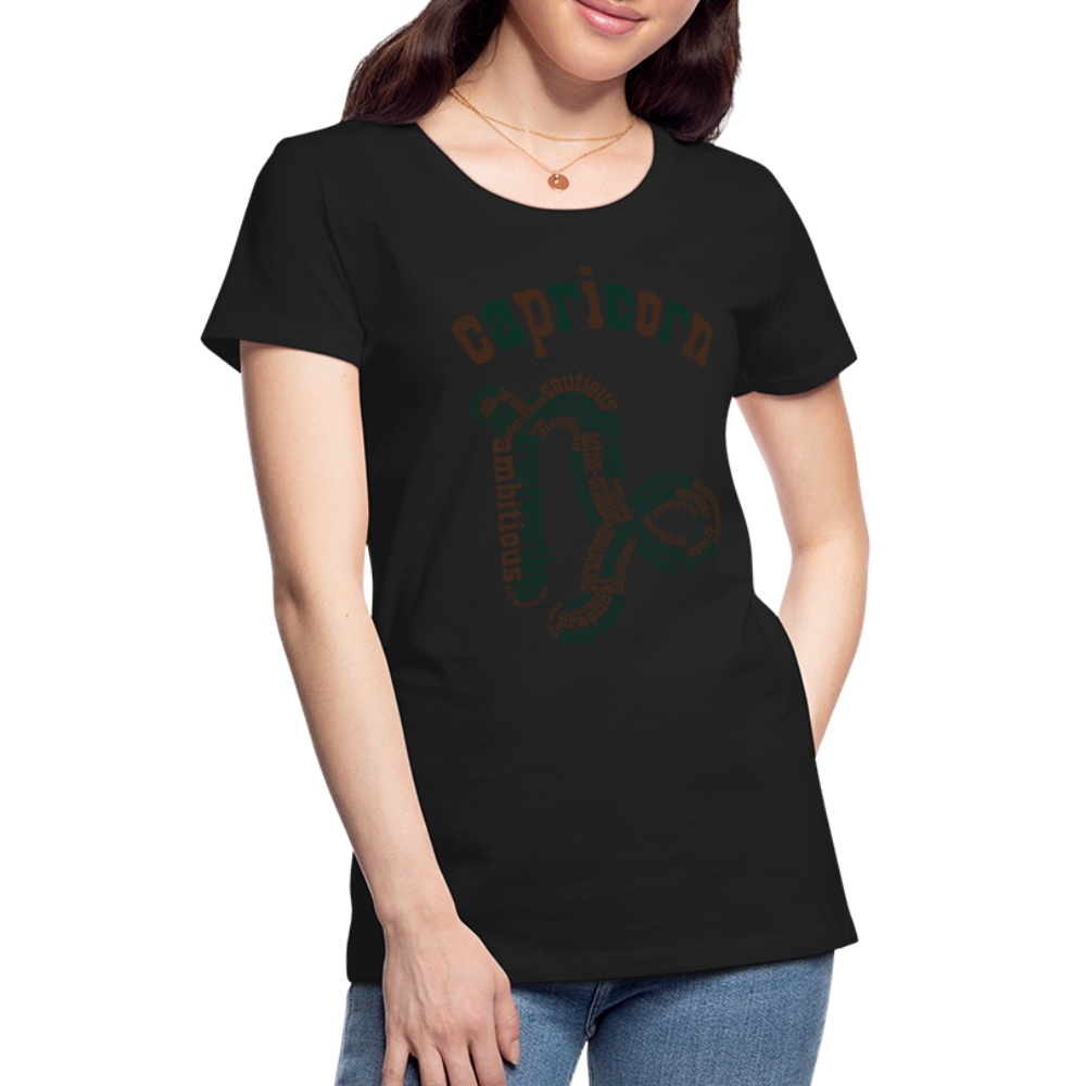 Women's Power Words Capricorn Premium T-Shirt - black