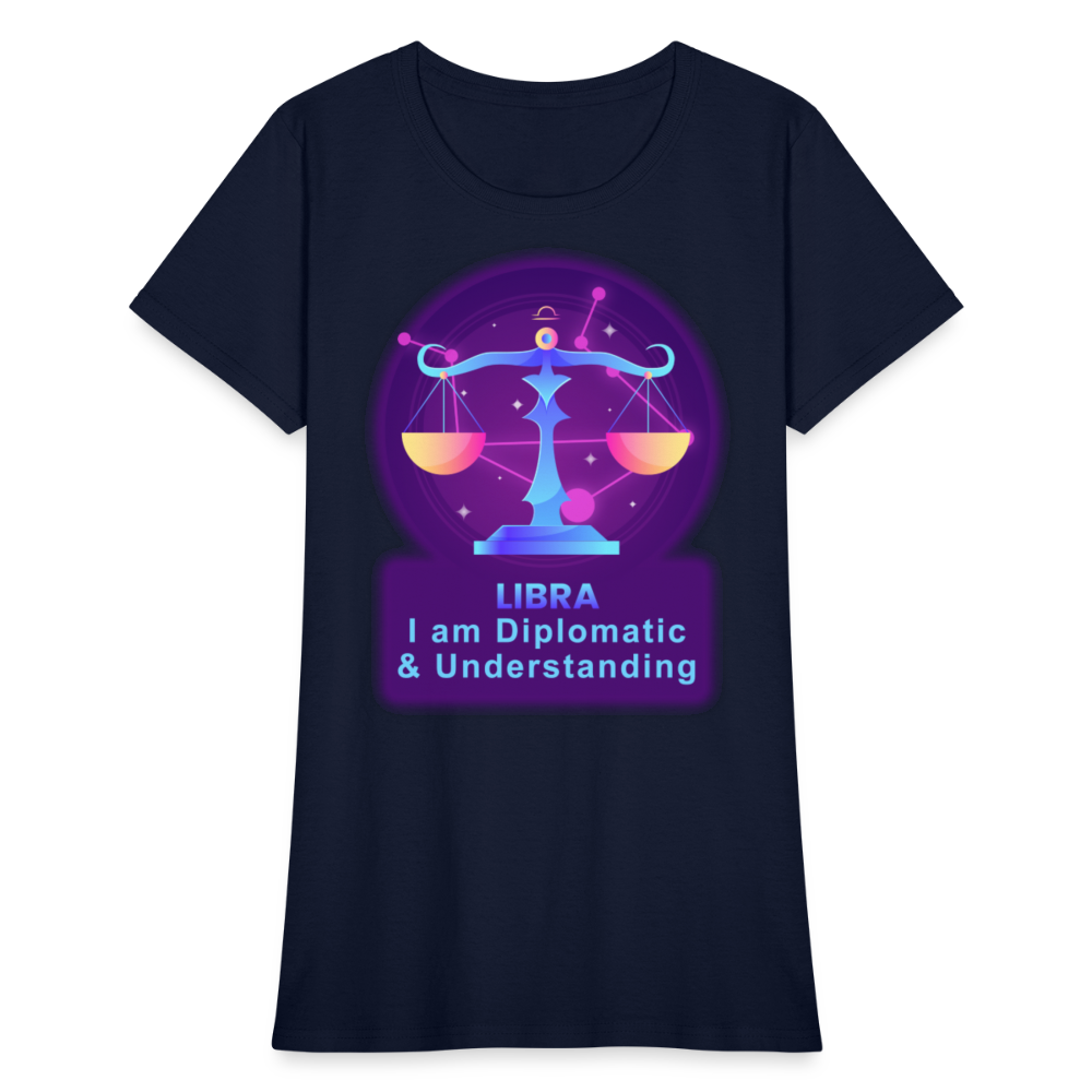 Women's Neon Libra T-Shirt - navy