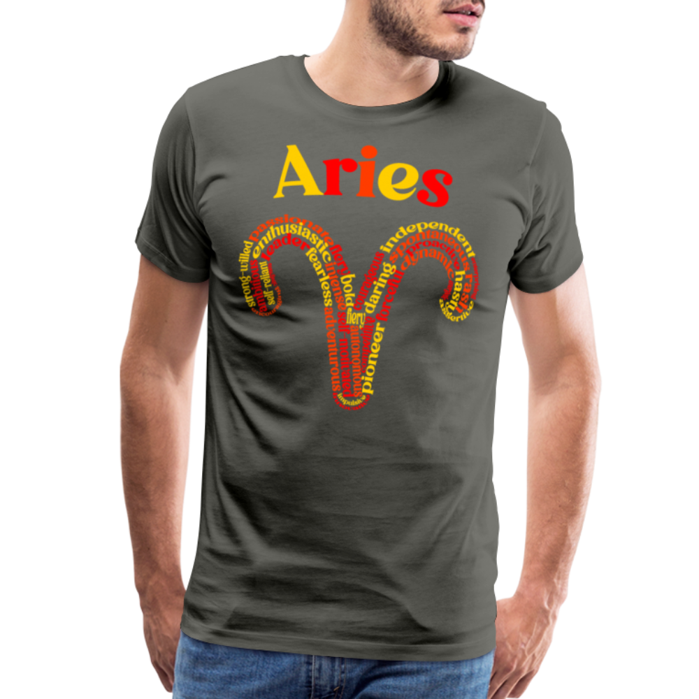 Men's Power Words Aries Premium T-Shirt - asphalt gray