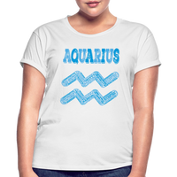 Thumbnail for Women's Power Words Aquarius Relaxed Fit T-Shirt - white