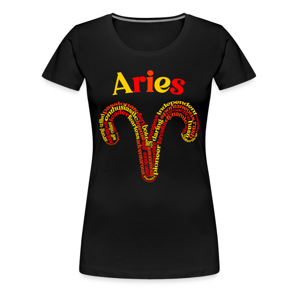 Women's Power Words Aries Premium T-Shirt - black