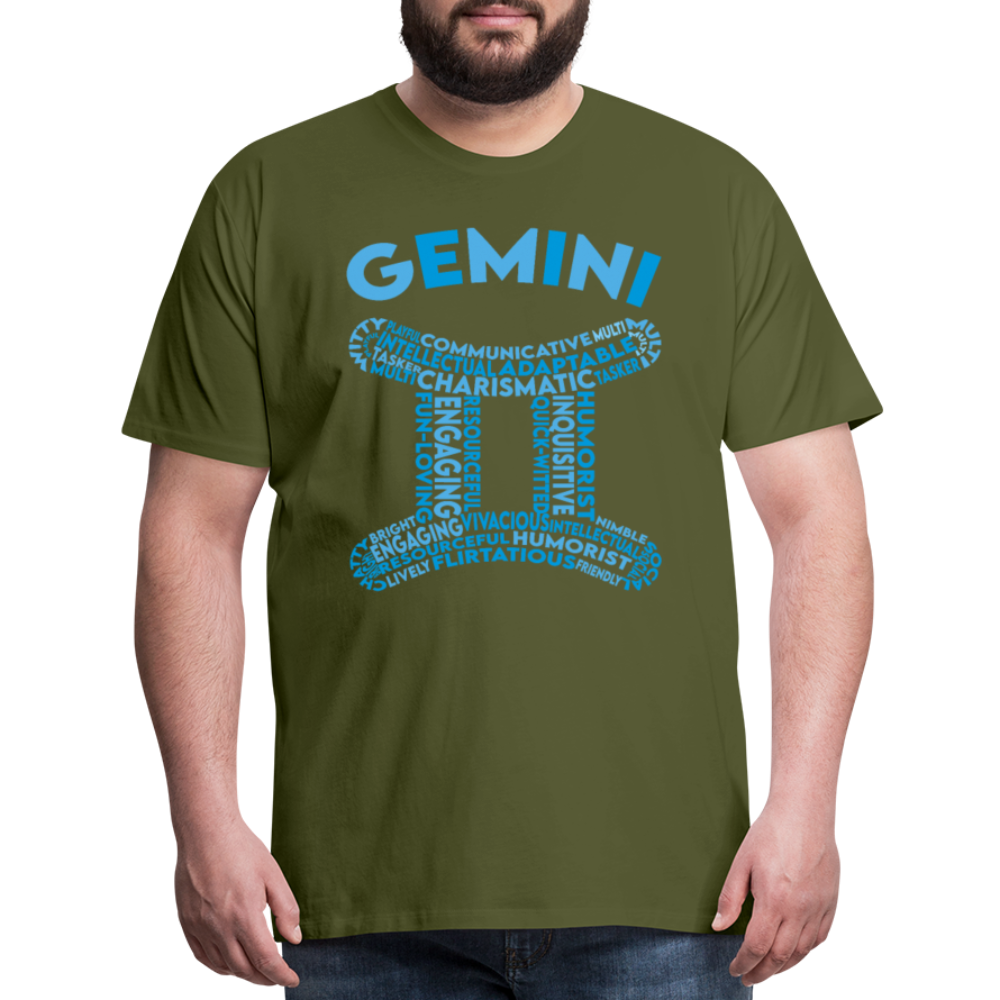 Men's Power Words Gemini Premium T-Shirt - olive green