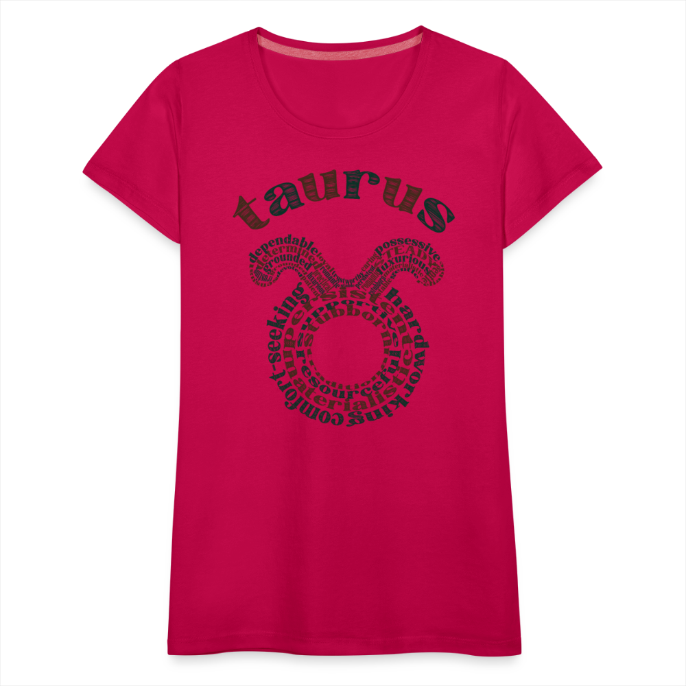 Women's Power Words Taurus Premium T-Shirt - dark pink