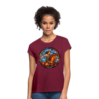 Thumbnail for Women's Mosaic Sagittarius Relaxed Fit T-Shirt - burgundy