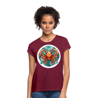 Thumbnail for Women's Symbol Cancer Relaxed Fit T-Shirt - burgundy