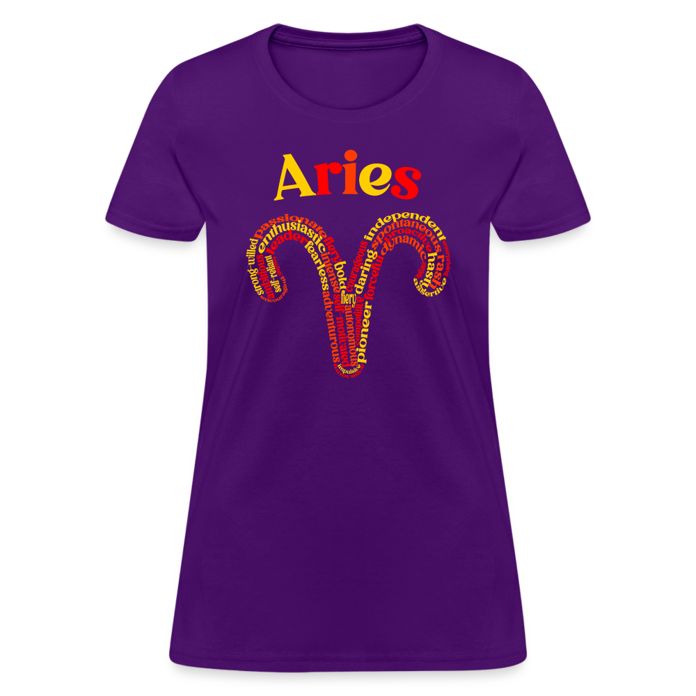 Women's Power Words Aries T-Shirt - purple