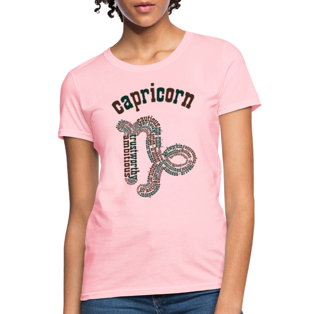 Women's Power Words Capricorn T-Shirt - pink