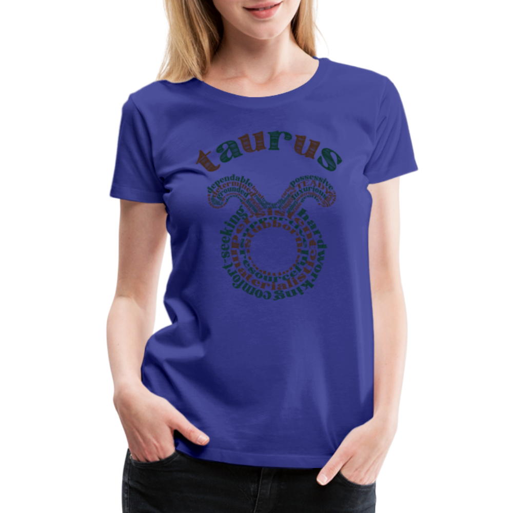 Women's Power Words Taurus Premium T-Shirt - royal blue