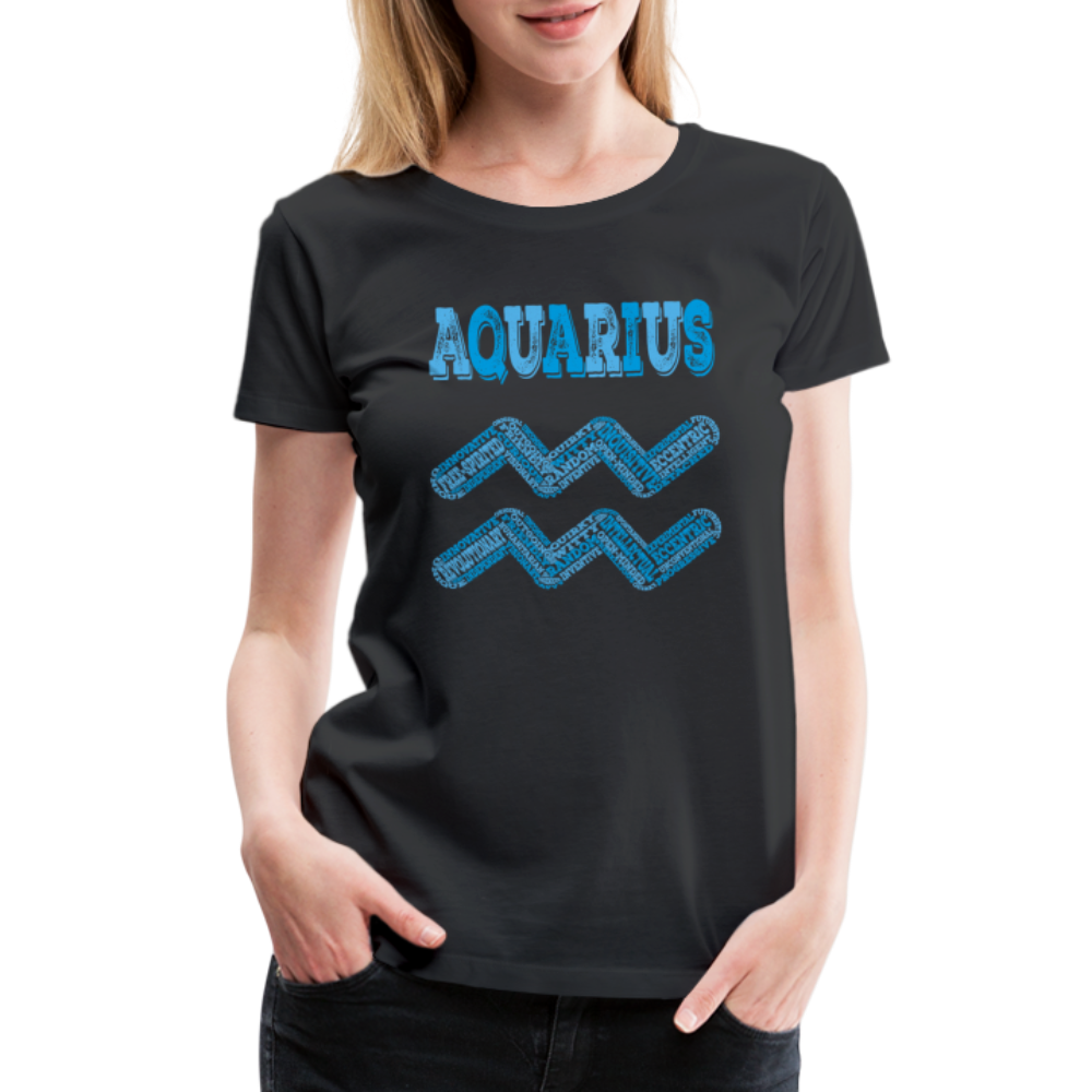 Women's Power Words Aquarius Premium T-Shirt - black