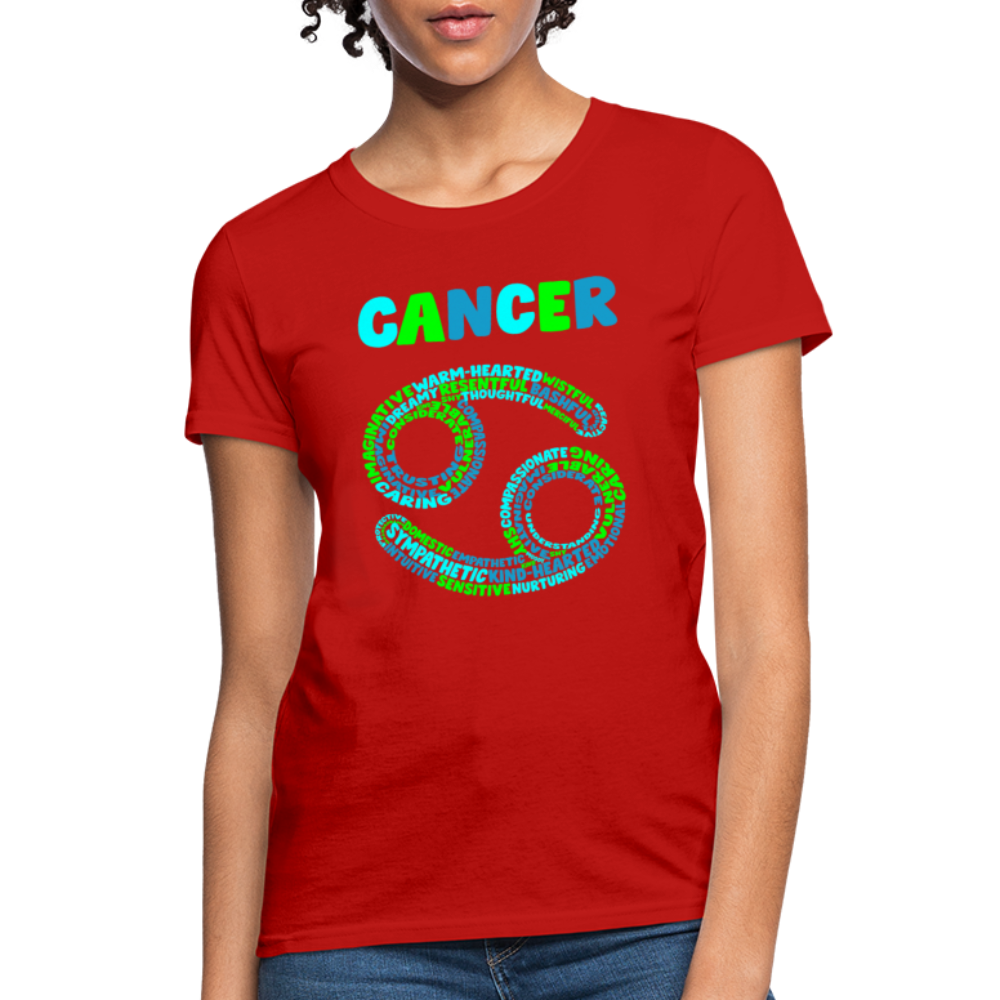 Women's Power Words Cancer T-Shirt - red