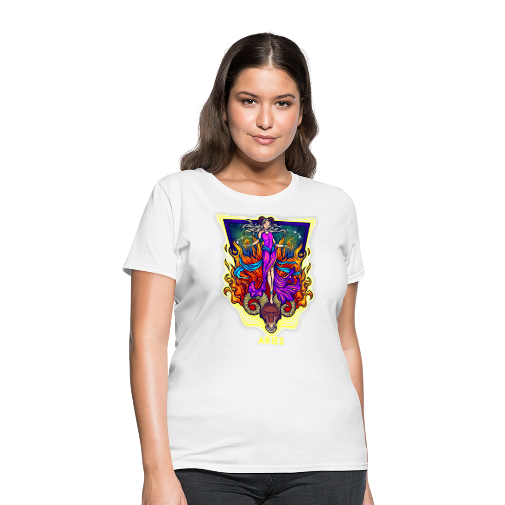 Women's Cosmic Aries Design T-Shirt - white