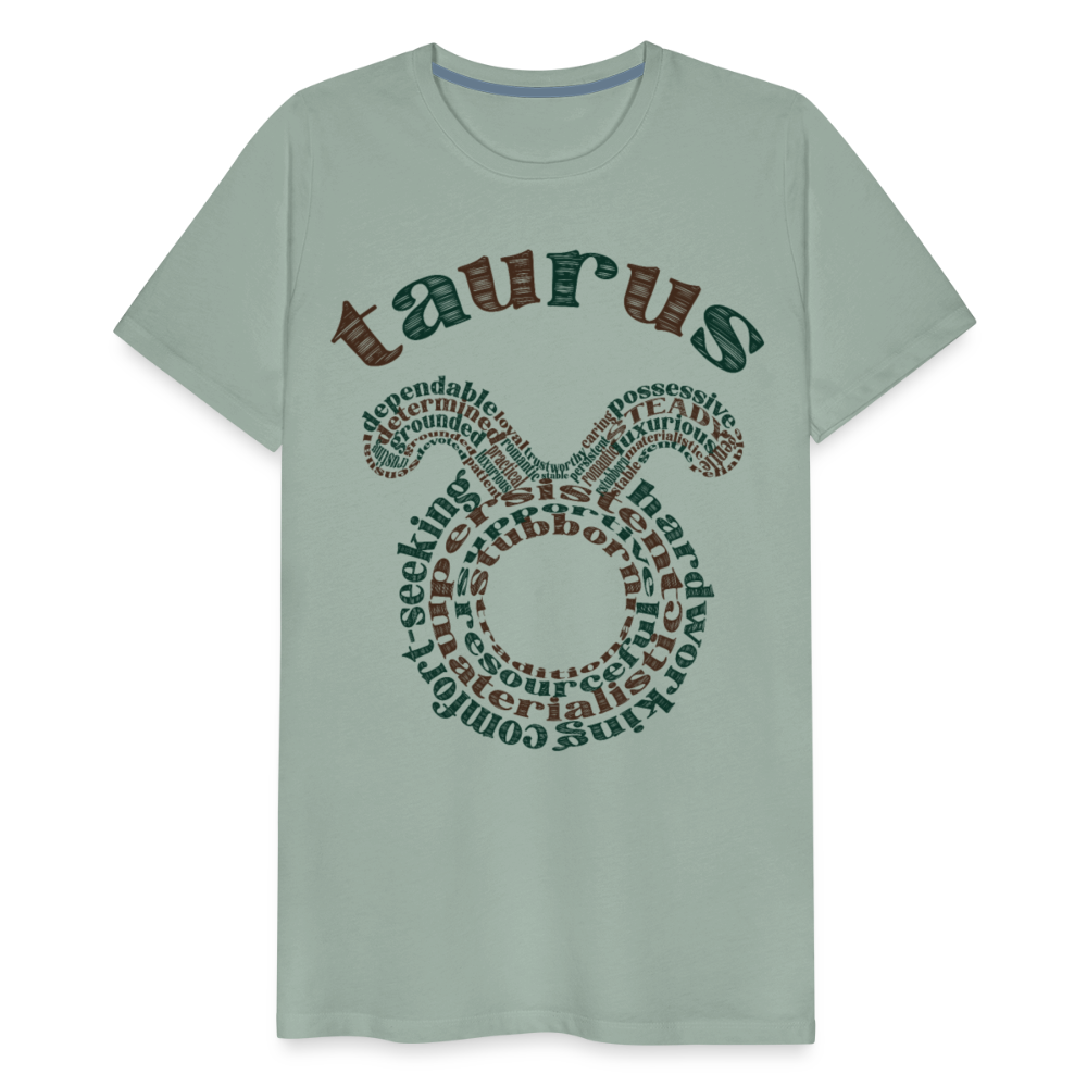 Men's Power Words Taurus Premium T-Shirt - steel green