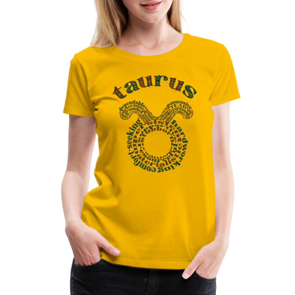 Women's Power Words Taurus Premium T-Shirt - sun yellow