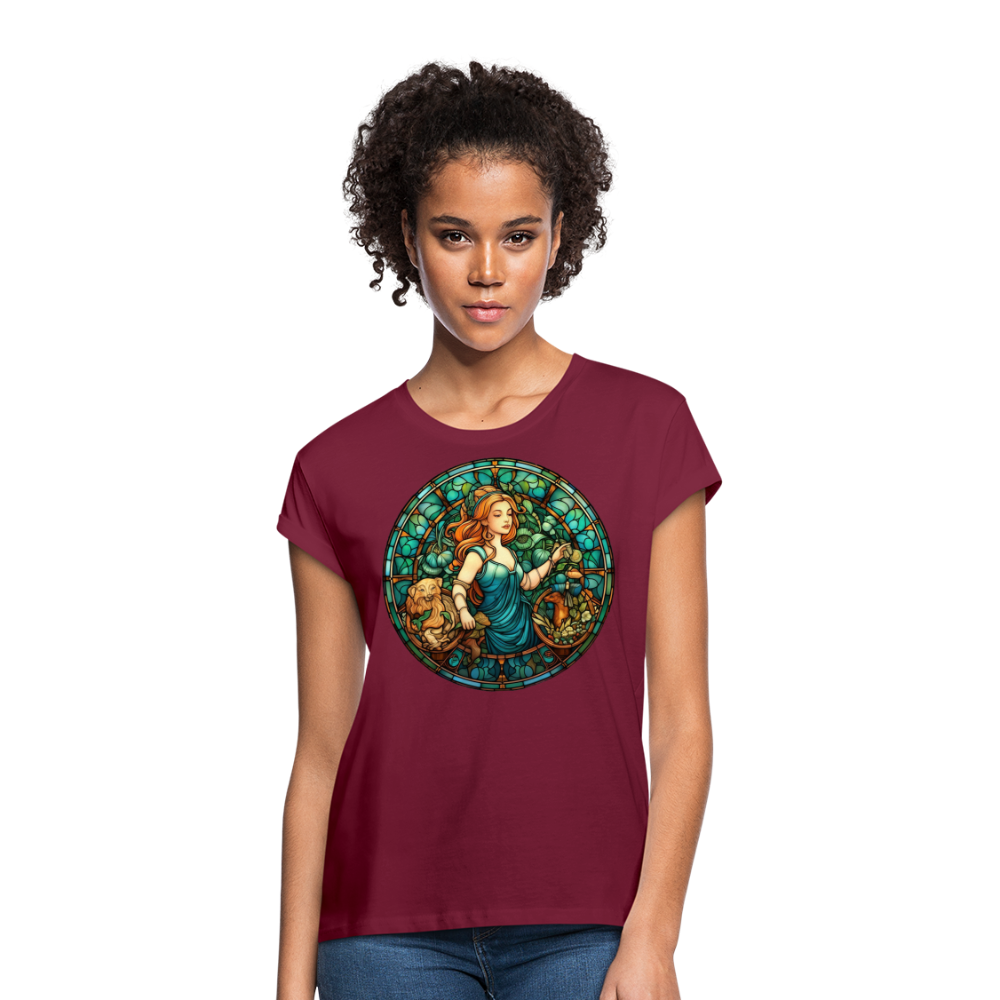 Women's Mosaic Virgo Relaxed Fit T-Shirt - burgundy