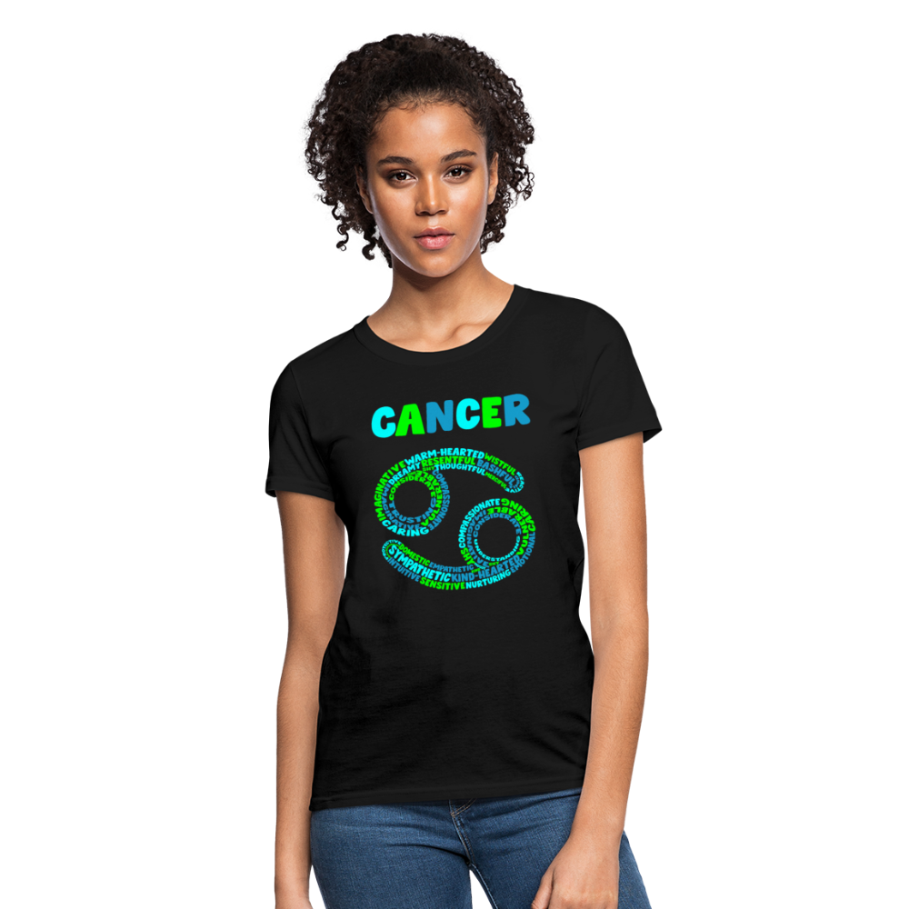 Women's Power Words Cancer T-Shirt - black