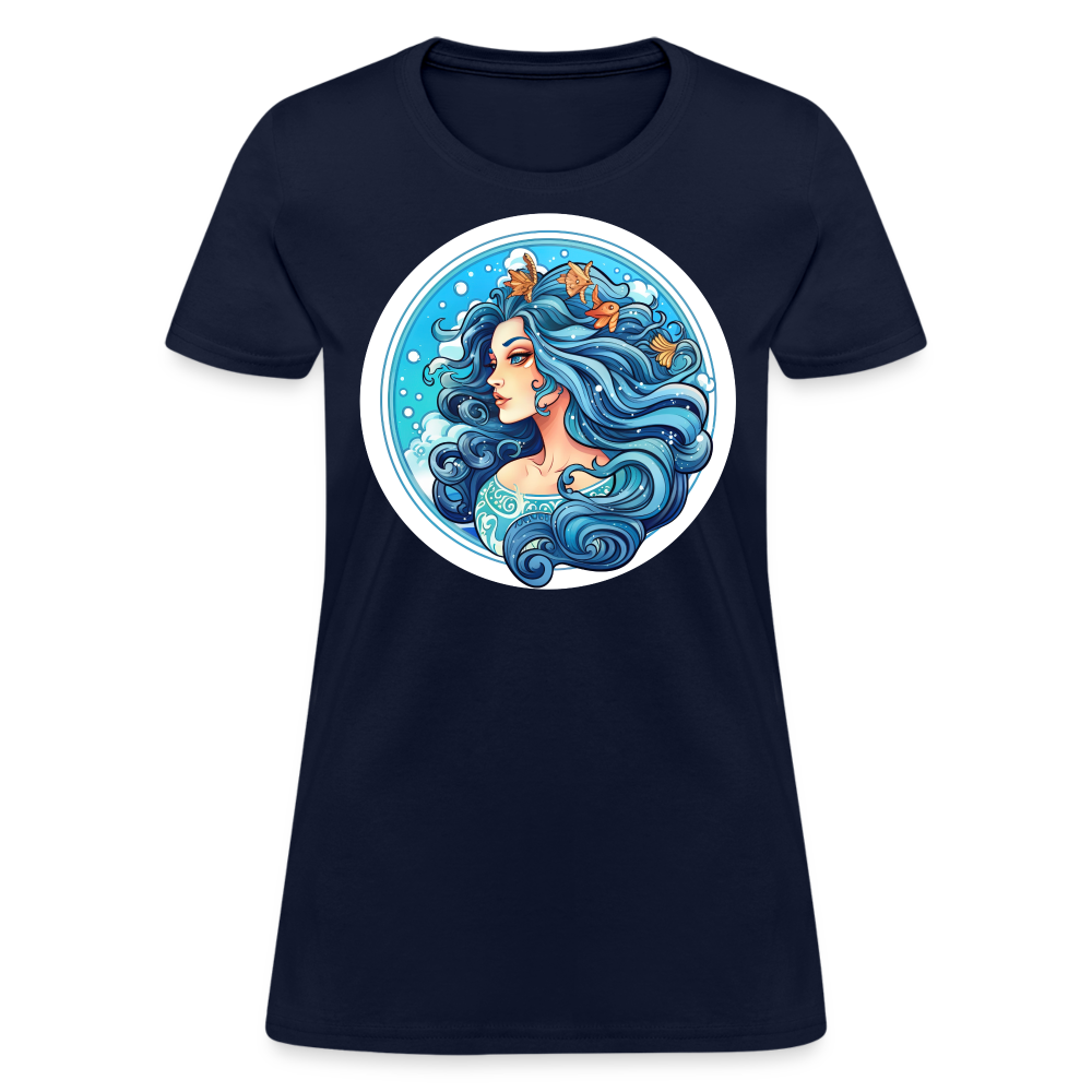 Women's Symbol Aquarius T-Shirt - navy