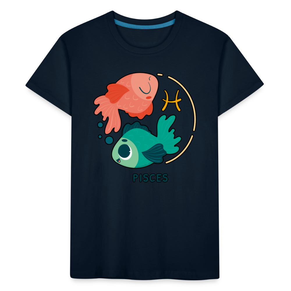 Kid’s Cartoony Pisces Premium Organic T-Shirt - deep navy