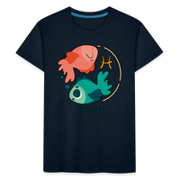 Thumbnail for Kid’s Cartoony Pisces Premium Organic T-Shirt - deep navy