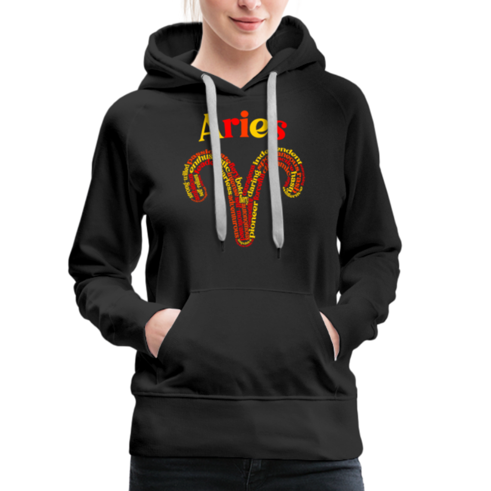 Women's Power Words Aries Premium Hoodie - black