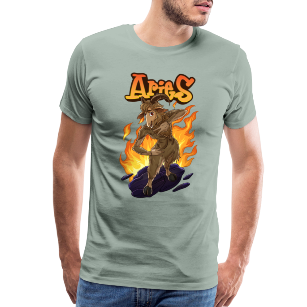 Men's Fiery Aries Premium T-Shirt - steel green