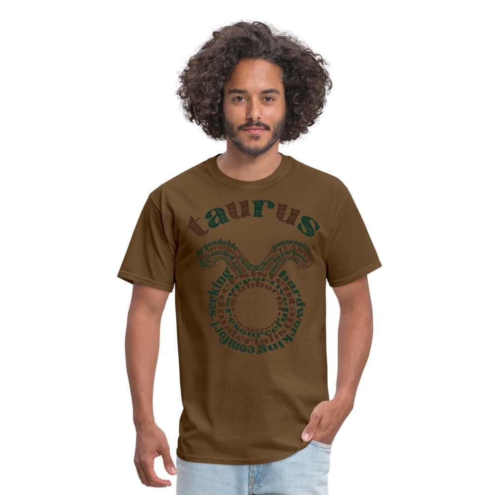 Men's Power Words Taurus Classic T-Shirt - brown