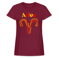 Thumbnail for Women's Power Words Aries Relaxed Fit T-Shirt - burgundy