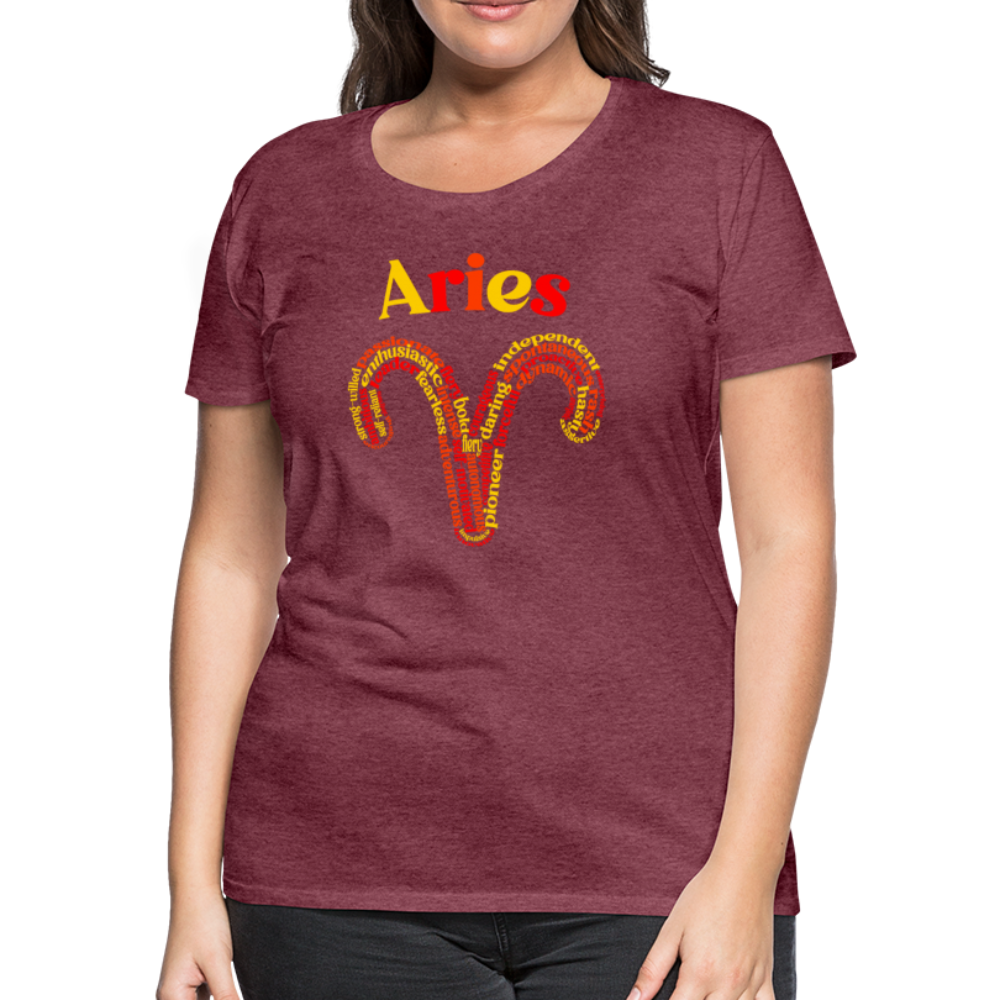 Women's Power Words Aries Premium T-Shirt - heather burgundy