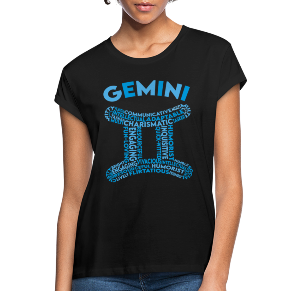 Women's Power Words Gemini Relaxed Fit T-Shirt - black