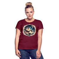 Thumbnail for Women's Neon Scorpio Relaxed Fit T-Shirt - burgundy