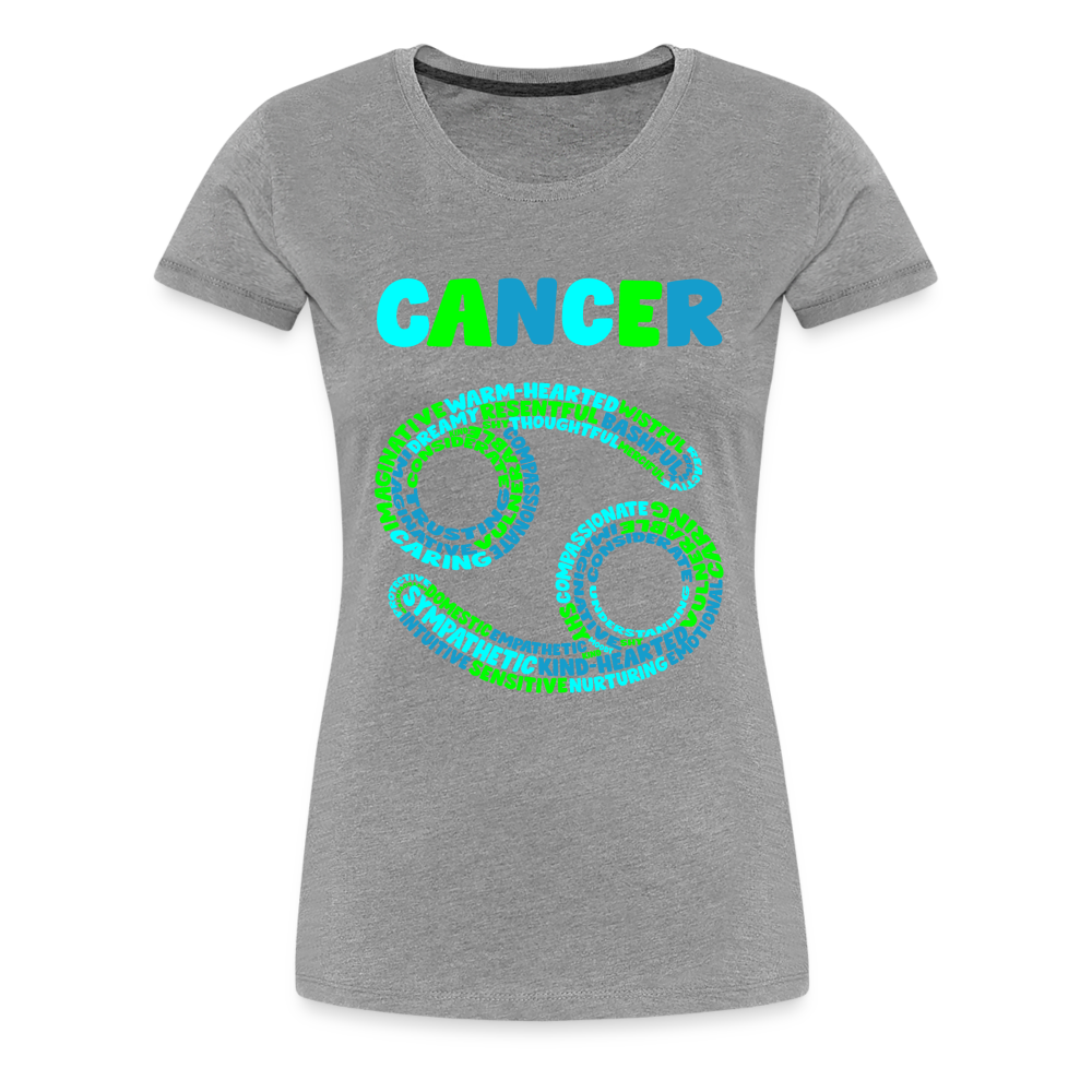 Women's Power Words Cancer Premium T-Shirt - heather gray