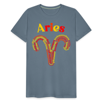 Thumbnail for Men's Power Words Aries Premium T-Shirt - steel blue