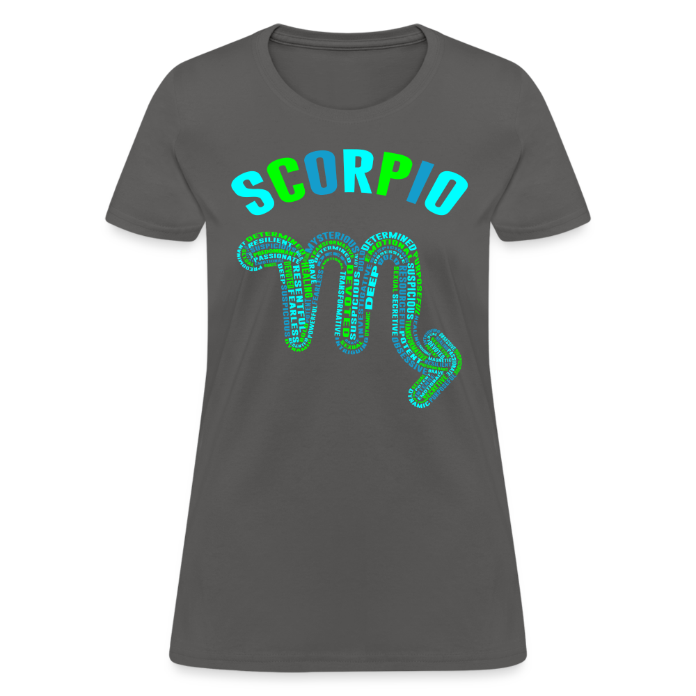 Women's Power Words Scorpio T-Shirt - charcoal