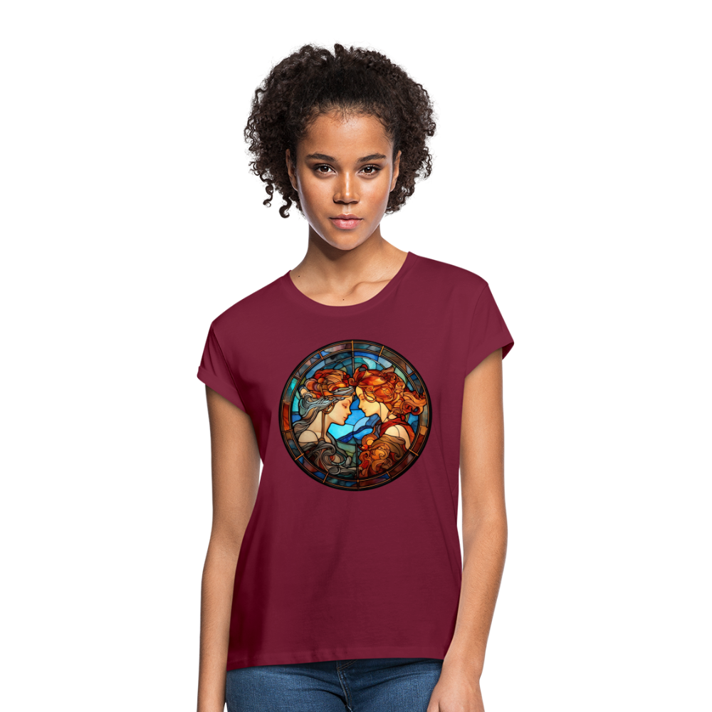 Women's Mosaic Gemini Relaxed Fit T-Shirt - burgundy