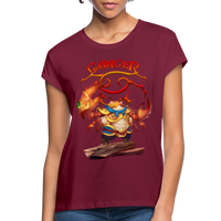 Thumbnail for Women's Astral Cancer Relaxed Fit T-Shirt - burgundy