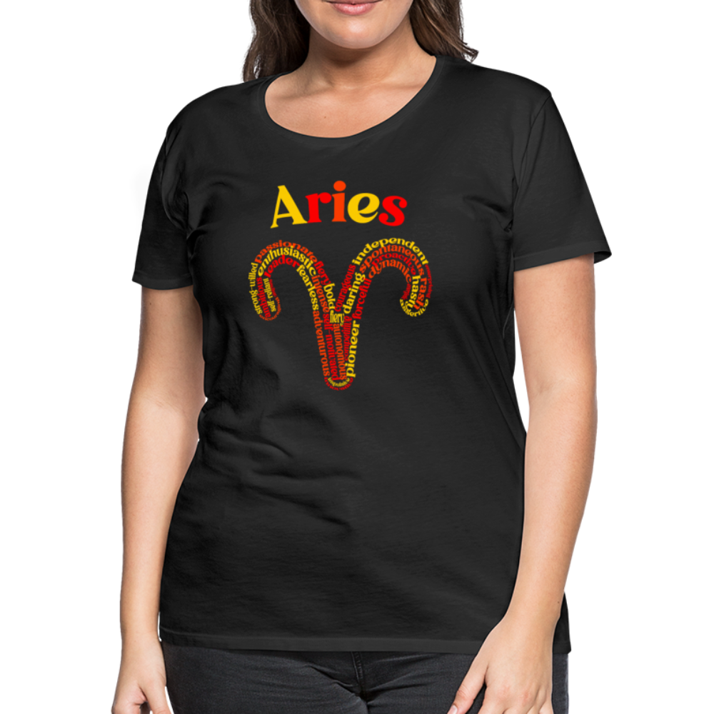 Women's Power Words Aries Premium T-Shirt - black