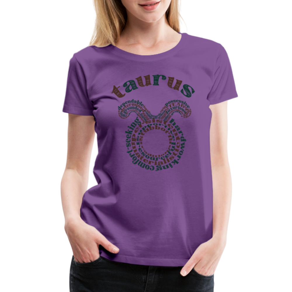 Women's Power Words Taurus Premium T-Shirt - purple