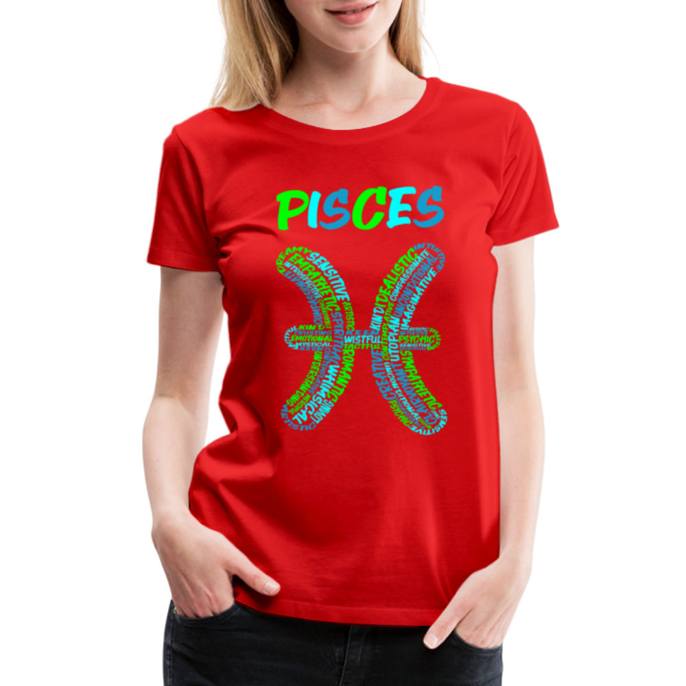 Women's Power Words Pisces Premium T-Shirt - red