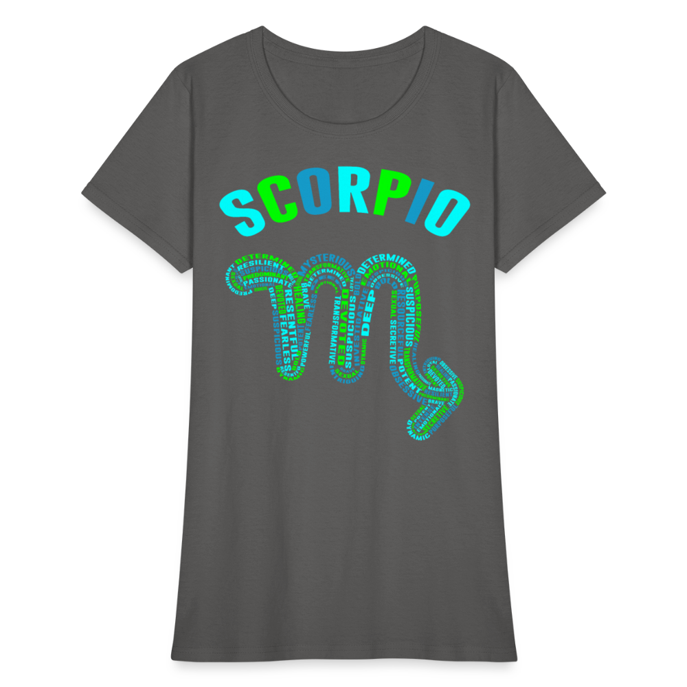 Women's Power Words Scorpio T-Shirt - charcoal