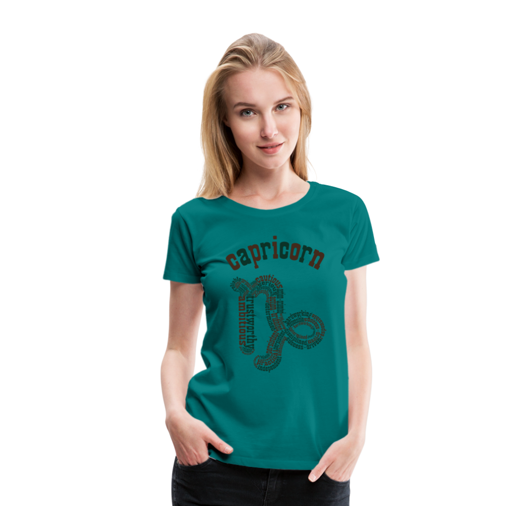 Women's Power Words Capricorn Premium T-Shirt - teal