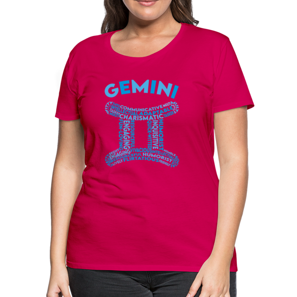 Women's Power Words Gemini Premium T-Shirt - dark pink