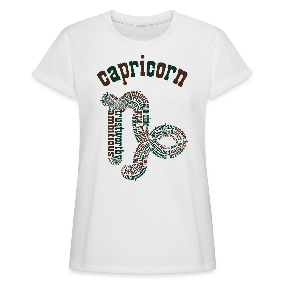 Women's Power Words Capricorn Relaxed Fit T-Shirt - white